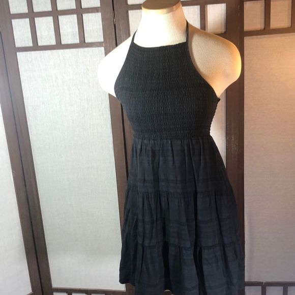American Eagle Women’s Black halter Neck mini dress size Sm./ Smocked bodice/ - Picture 1 of 12